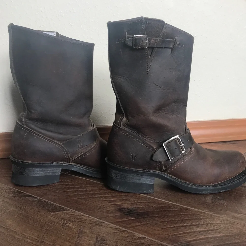 Frye Brown Leather Engineer Boots - Picture 3 of 7